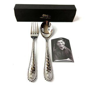 New Michael Aram Molten Serving Set Stainless Steel Serving Fork Spoon SIgned